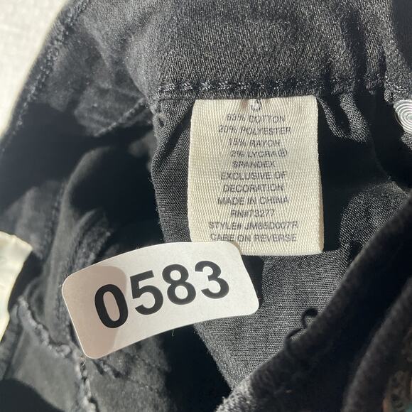 Mudd Women Shorts 3 Black Denim FLEX STRETCH Distressed Fringe Lace 2” Inseam - Picture 3 of 8